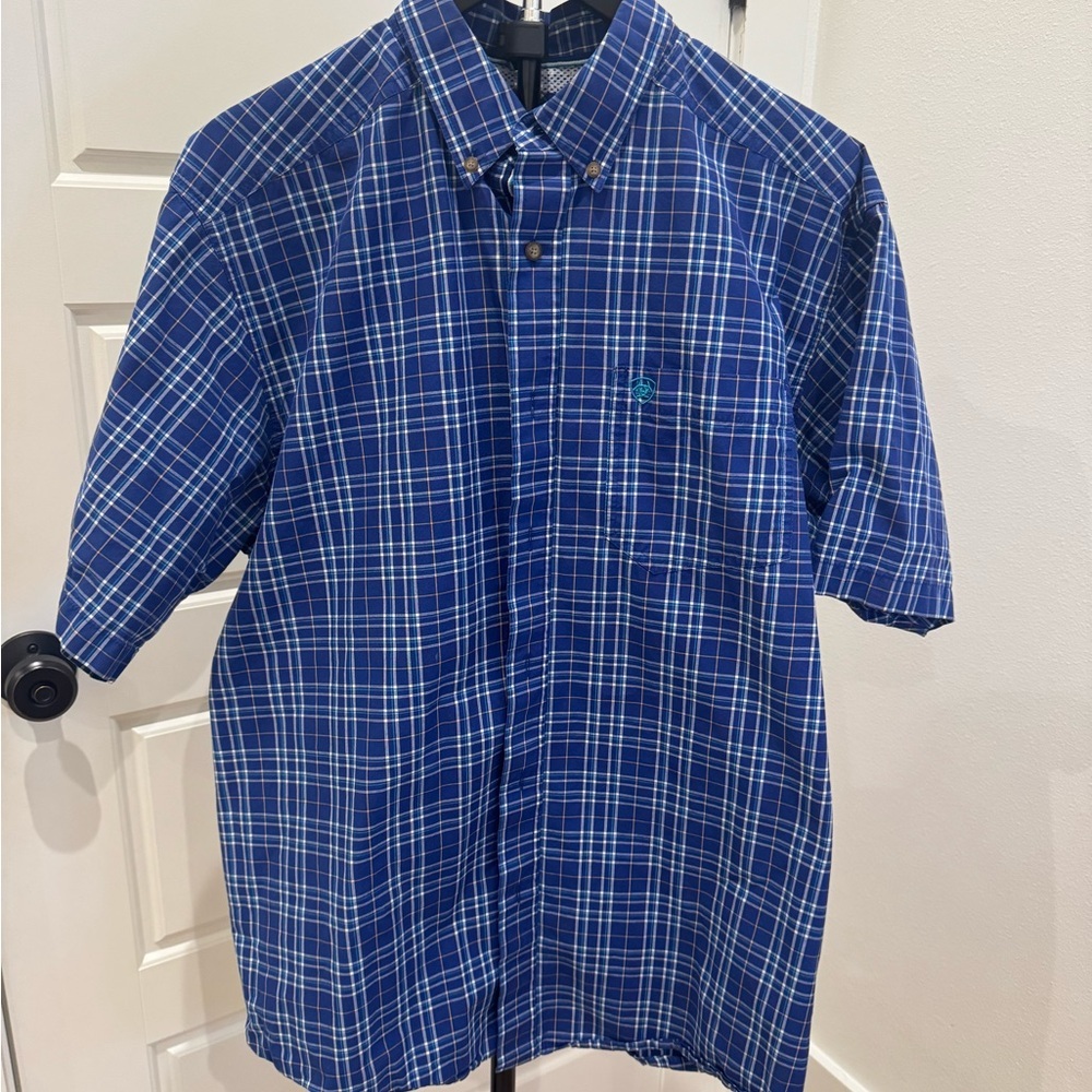 Ariat Men's Blue Checkered Button Down Shirt